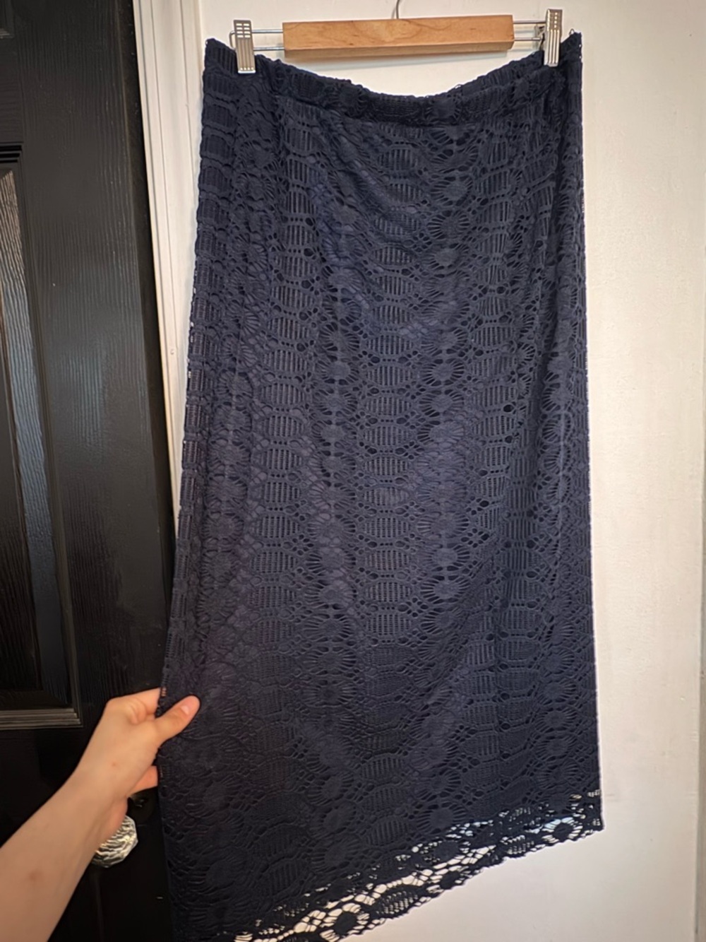 Nuggles Women's Navy Crochet Midi Skirt